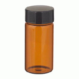 Chai vial nâu 20 ml, nắp vặn đen Phenolic 24-400, đệm cao su 14B Wheaton
