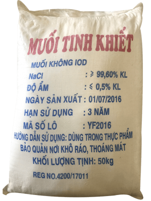 Sodium chloride NaCl 99%, Việt Nam, 50kg/bao