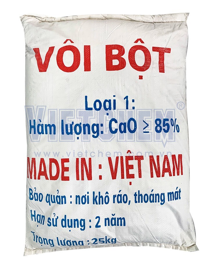 Vôi bột CaO 85%, Việt Nam, 25kg/bao