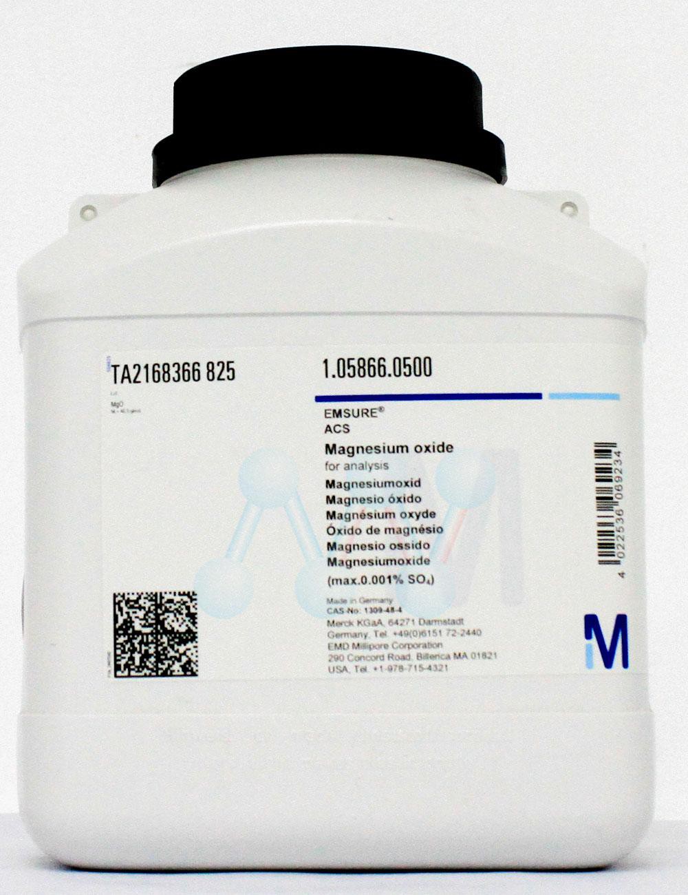 Magnesium oxide for analysis (max.0.001% SO₄) EMSURE® ACS 500g Merck