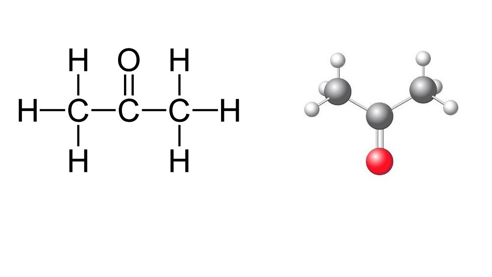 Công thức hóa học của axeton là CH3)2CO 