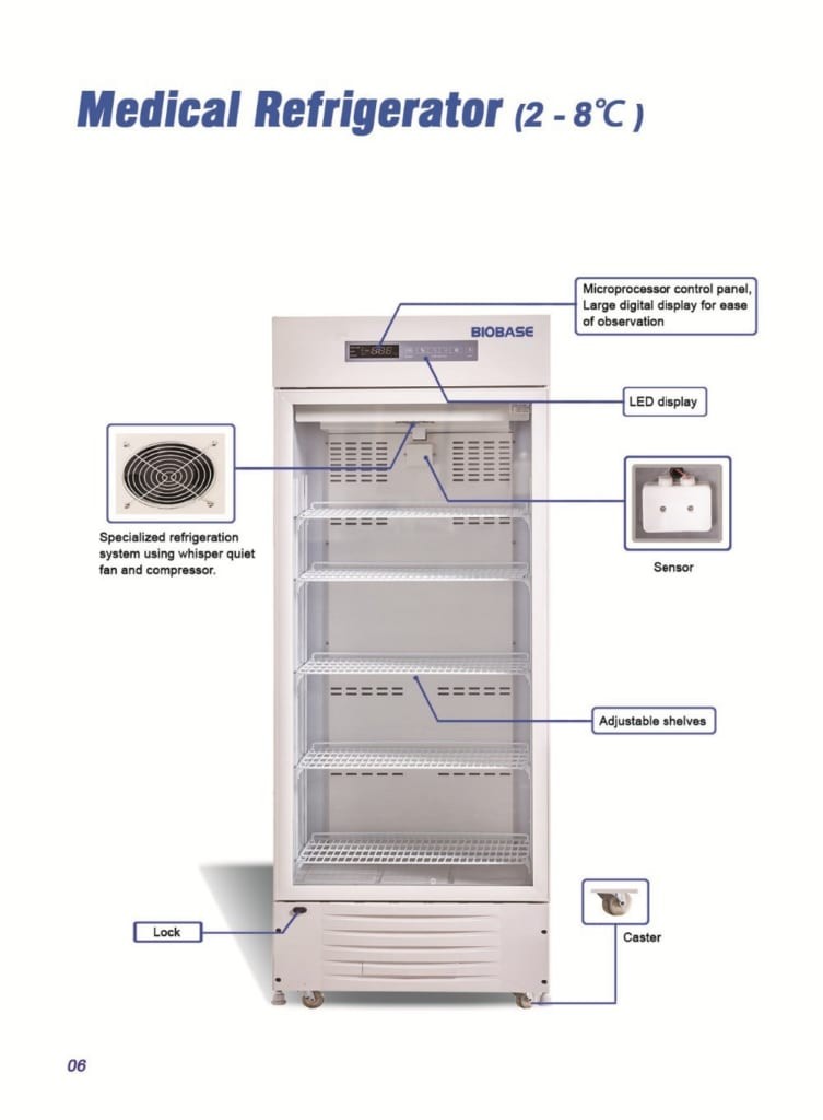 Cấu tạo của tủ lạnh thường trữ mẫu trong phòng thí nghiệm