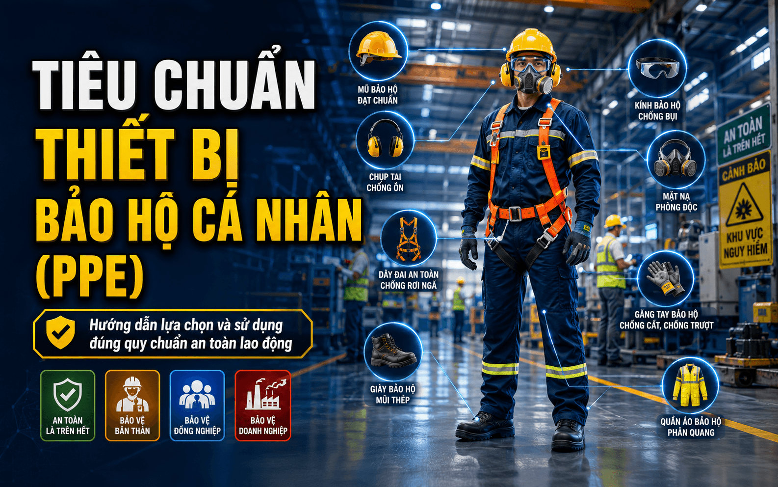 Tiêu chuẩn thiết bị bảo hộ cá nhân (PPE) trong an toàn hóa chất và địa chỉ mua uy tín